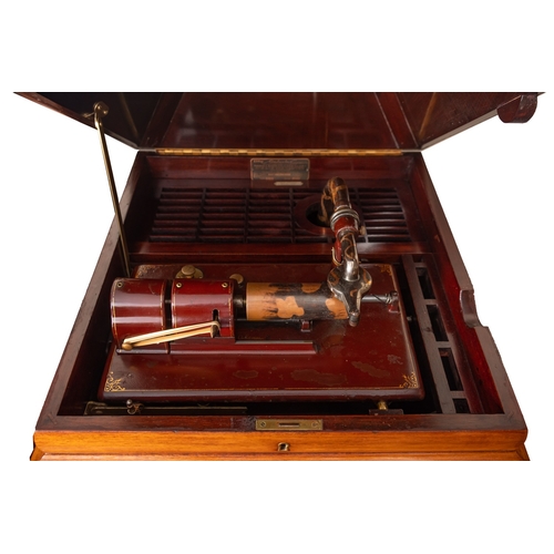 374 - An Edison Amberola (A) 1 phonograph, No 355, with Diamond A reproducer, trade plaque of Iver Johnson... 