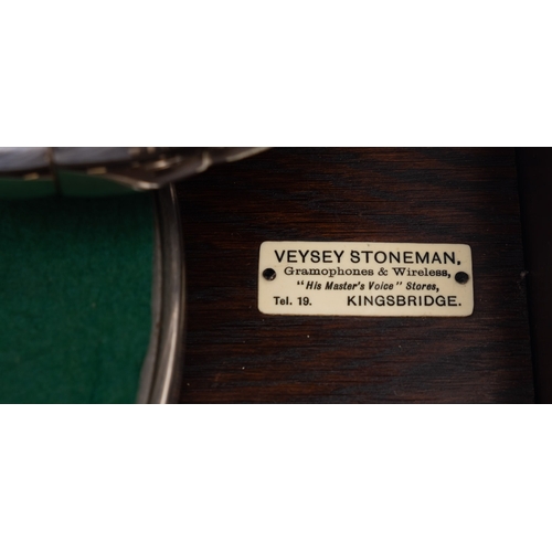 375 - An HMV Model 130 table grand gramophone with 5A sound box, in oak case (refinished)