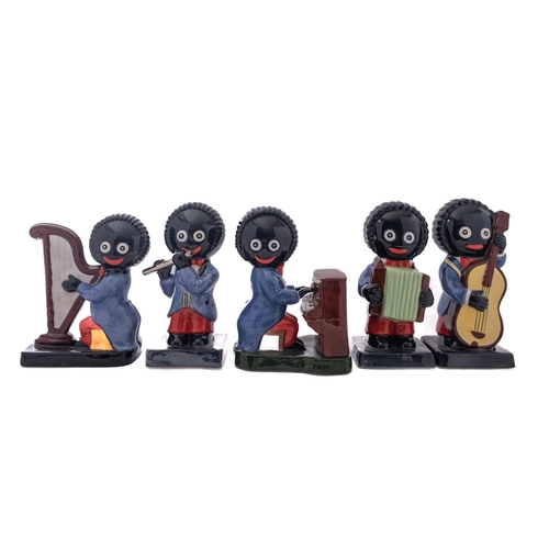 7 - A Royal Nostalgia Ware/ Carlton ware. A group of five band figures comprising ' Golly Piano Player' ... 