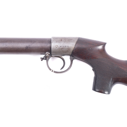 72 - A Lincoln Jefferies .177 calibre air rifle, serial number 5571, on a chequered semi pistol grip waln... 