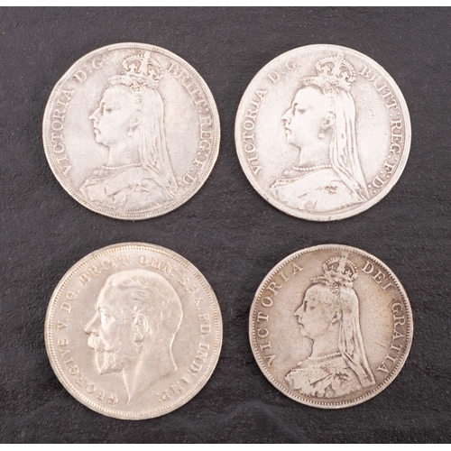 724 - Two 1890 Crowns, a 1935 Crown  and an 1888 double florin. (3)