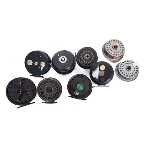 453 - Intrepid and other makers. A group of  six various fly reels and spare spools, including a Rice &  Y... 