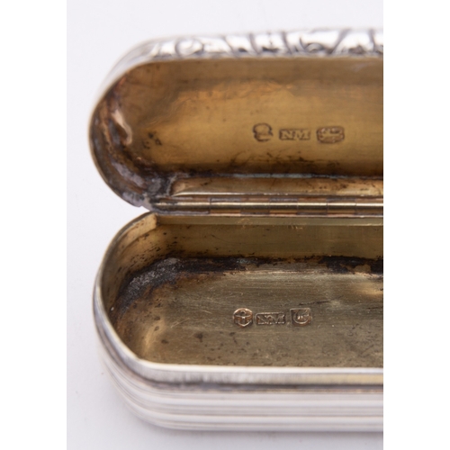 217 - A George IV silver snuff box by Nathaniel Mills, London 1826, of rounded rectangular form, with reed... 