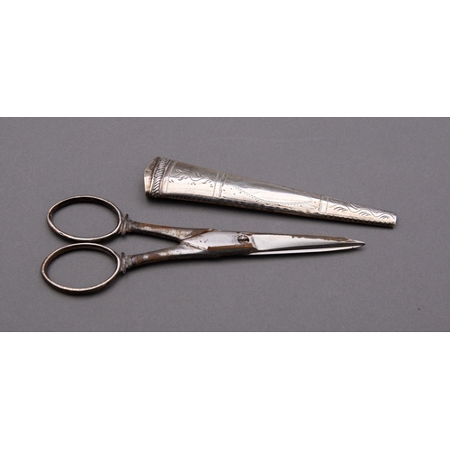 261 - An early 19th century silver scissor case possibly by John Turner Birmingham circa 1800, makers mark... 