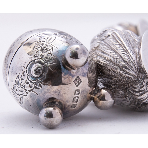 286 - A pair of Victorian silver chick pepperettes, by Sampson Mordan and Co., Chester, 1899, design regis... 