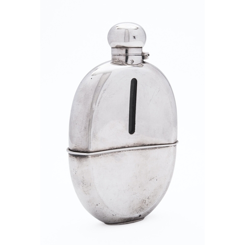 300 - An Edward VII silver and glass hip flask by William Hutton & Sons Ltd, London 1903, of oval form, wi... 