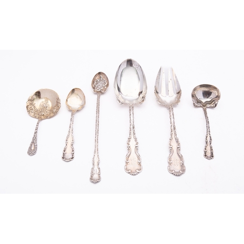 307 - A group of late 19th century American silver serving spoons by Whiting Manufacturing Co., New York c... 