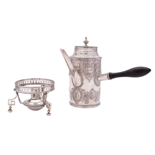 309 - A late 19th century Continental silver biggin/ coffee pot pseudo marks struck out, possibly Dutch or... 