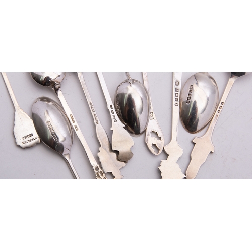 31 - A mixed group of silver souvenir teaspoons including, pair from Aden, four Australian, various dates... 