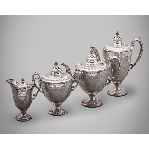 354 - An impressive four piece Victorian tea  and coffee service by Martin, Hall & Co, London 1877, compri... 