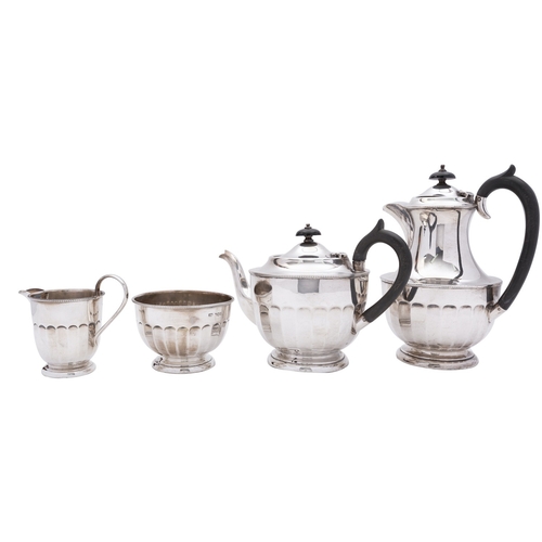 357 - A George V four piece silver tea service by Viner's Ltd, Sheffield 1832, comprising; a tea pot, hot ... 