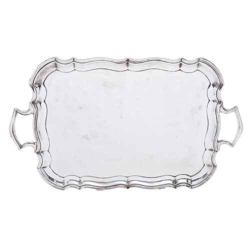 382 - An Edward VIII silver two handled tray by Viner's Ltd, Sheffield 1933, of shaped rectangular form, 5... 