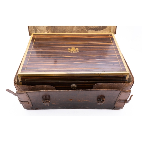 387 - A George IV Coromandel wood dressing box by John and Archibald Douglas, London 1823, comprising; a l... 