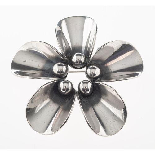 412 - Niels Erik From.  A Danish flower brooch, circa 1960's/70's a brooch in the form of a flower with fl... 