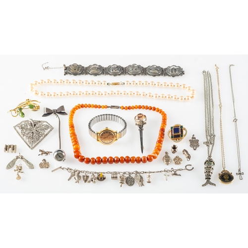 435 - A quantity of costume and silver jewellery, including a vintage Zenith mechanical wind wristwatch, m... 