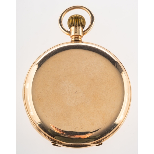 451 - Thomas Russell & Son, Liverpool a 9K gold full hunter pocket watch the white dial having black Roman... 