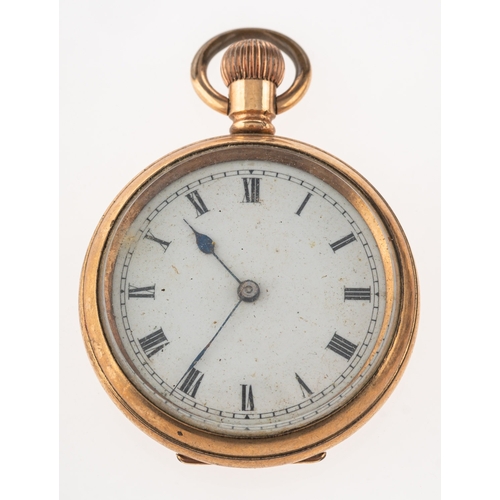 453 - Australian Army interest, a gold-plated open-faced pocket watch with chain the white enamel dial hav... 