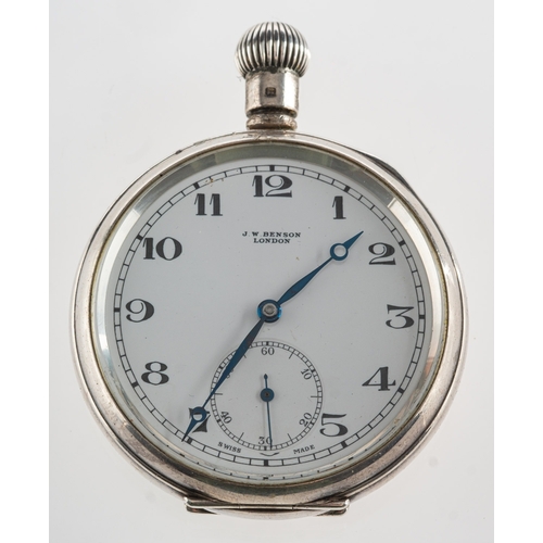 460 - J.W. Benson, London two pocket watches including a silver half-hunter pocket watch, the dial having ... 