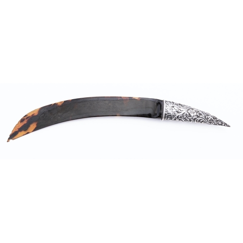 51 - A Victorian silver and tortoiseshell paper knife/ page turner by Henry Wilkinson & Co, London 1892, ... 