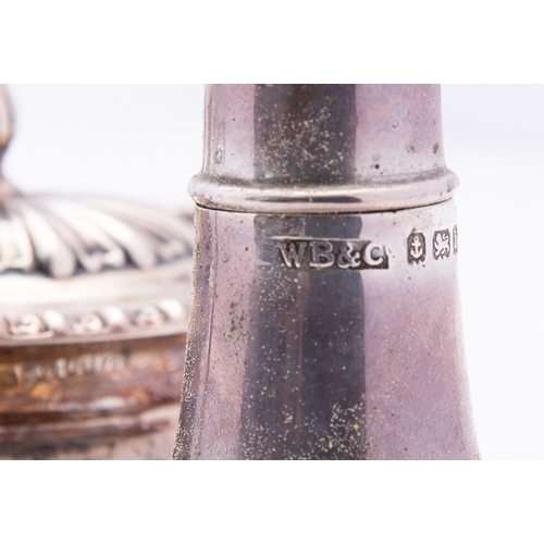 63 - A mixed group of silver including; an Edward VII egg cup with embossed decoration, a six piece Chest... 