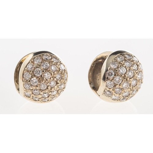 661 - A pair of diamond set sphere earrings, each set with brilliant-cut diamonds, diamonds approx. 0.60 c... 