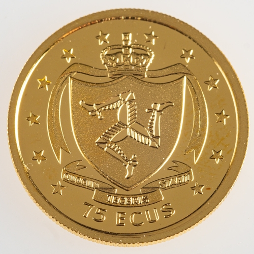 689 - A Pobjoy Mint 1994 Isle of Man Ecu, number 0623, 999.9 gold, 6.22grams, boxed with certificate.