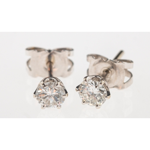 785 - A pair of 18ct gold diamond studs, each set with a brilliant-cut diamond, diamonds approx. 0.50 cara... 