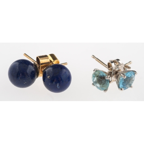 786 - Two pairs of stud earrings, including a pair of lapis lazuli ball stud earrings, lapis approx. 8.0mm... 