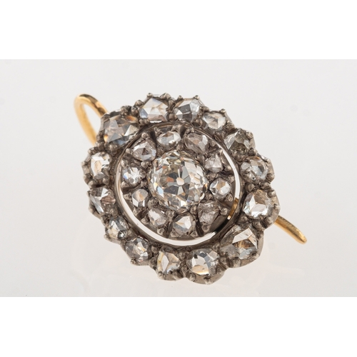 809 - A single antique diamond earring, an oval cluster earring set to the centre with an old European-cut... 