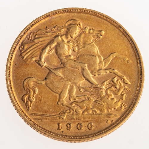 847 - A half sovereign, George V 1906, 4.0grams.