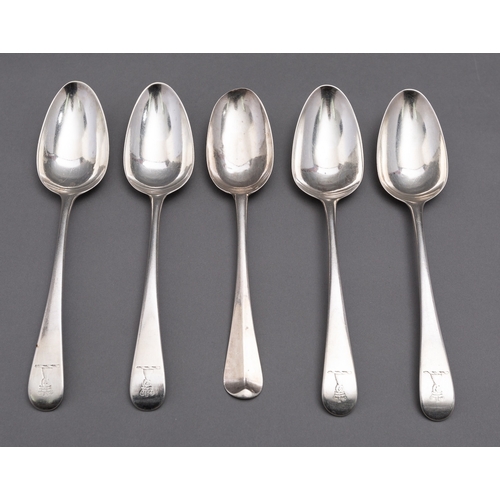 94 - A George I silver Hanoverian pattern silver table spoon by Richard Scarlett, London 1721, with rat t... 