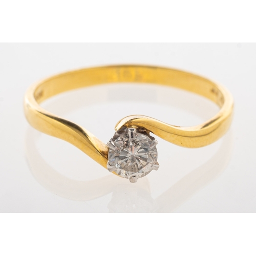 961 - An 18ct gold diamond solitaire ring, with twist shoulders and set with a single brilliant-cut diamon... 