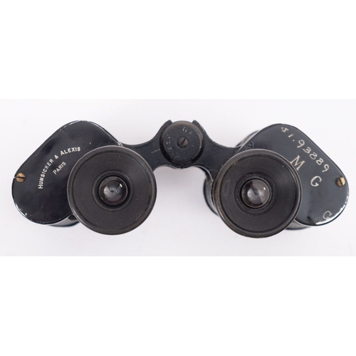 260A - A pair of WWII binoculars , maker Hunsiker & Alexis, Paris, black finish, signed as per title  numbe... 