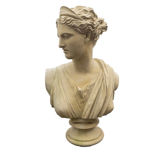 1176 - A stone composition bust of Diana Chasseresse, cast after the Antique, probably by Haddonstone, mode... 