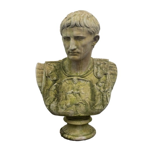 1177 - A stone composition bust of Caesar Augustus, cast after the Antique, probably by Haddonstone, modern... 