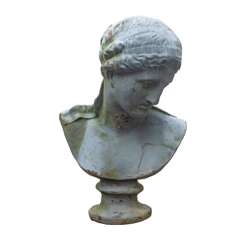 1180 - A cast iron bust, probably of Venus, 20th century; portrayed with head declined to sinister, her hai... 