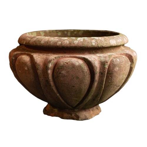 1190 - Compton Pottery, a terracotta 'Leix' planter, 20th century; of squat form, with everted rim above re... 