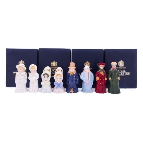 241 - Six Royal Worcester limited edition candle extinguishers, comprising Young Girl 135/600, Old Lady 21... 