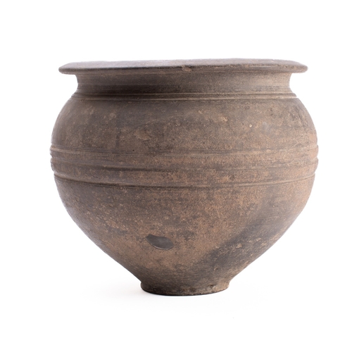 274 - A Romano British greyware vessel, circa 1st /2nd century A.D.; wheel thrown with everted rim and rib... 