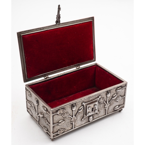 303 - An Arts & Crafts steel casket in 16th century taste, late 19th century; the hinged cover, front, bac... 