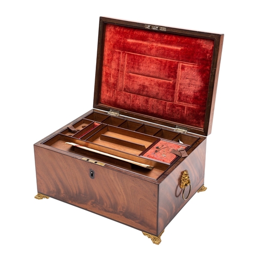 312 - A Victorian mahogany and ebony strung sewing or workbox, late 19th century; of rectangular form; wit... 