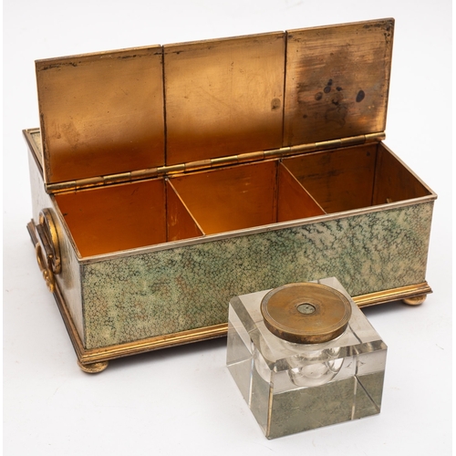 324 - A fine shagreen and gilt metal mounted desk casket, late 19th /early 20th century; the top with a ce... 