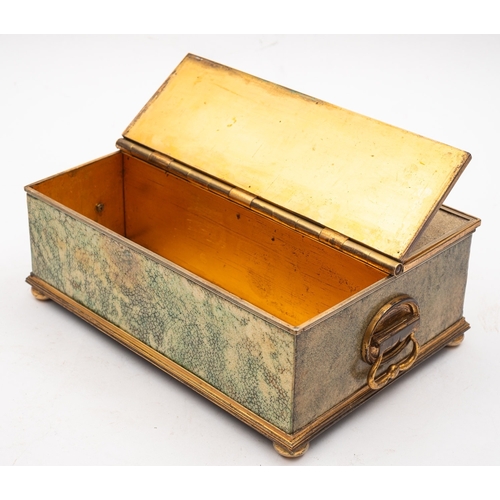 324 - A fine shagreen and gilt metal mounted desk casket, late 19th /early 20th century; the top with a ce... 