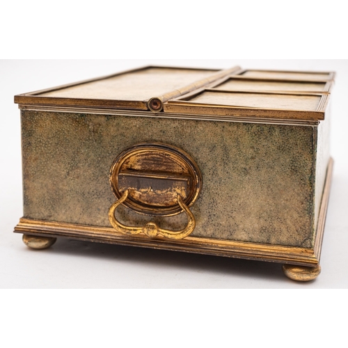 324 - A fine shagreen and gilt metal mounted desk casket, late 19th /early 20th century; the top with a ce... 