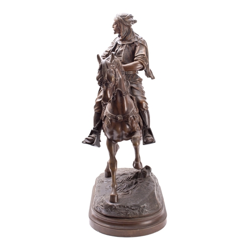 372 - After Emile Coriolan Hippolyte Guillemin, (French 1841-1907); a spelter group of a mounted huntsman,... 