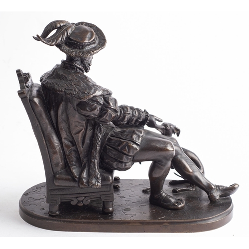 379 - After Louis Marie Moris (1818 - 1883), a patinated bronze group of a seated king, probably Francis I... 