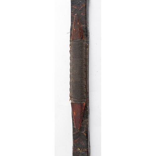 392 - A painted and lacquered wood longbow, perhaps South East Asian, 19th century; the tapering form with... 