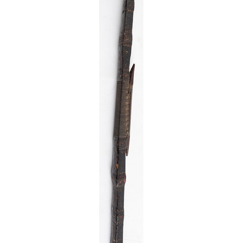 392 - A painted and lacquered wood longbow, perhaps South East Asian, 19th century; the tapering form with... 