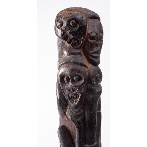 395 - Three carved hard wood family groups, Makonde People, east Africa, 20th century; comprising two open... 