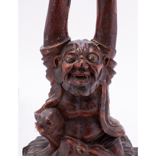 504 - A large Japanese carved and lacquered wood figure of 'Tenaga' , Meiji period, 75 cm [minor damage] w... 